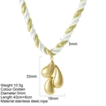 Handmade cord necklace with triple golden waterdrop pendants in stainless steel - Three Drops - G15