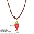 Collar de cuerda tejida a mano con colgante de pez rojo y amarillo en acero - Pez Rojo - G8