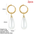 Orecchini a cerchio vintage placcati oro 18K con ciondoli a goccia in perla bianca - Perla Artificiale Champagne a Goccia / Oro (Orecchini di perle - G2)