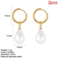 Orecchini vintage a cerchio placcati oro 18K con pendenti in perle bianche, set da 2 pezzi - Perla Artificiale Bianca a Goccia / Oro (Orecchini di perle - G3)