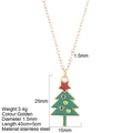 Golden stainless steel necklace featuring a green enamel Christmas tree charm - Christmas Tree (G20)