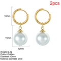 Orecchini vintage francesi in acciaio inossidabile placcato oro 18K con perle da 12mm - Perla Artificiale Bianca Sferica / Oro (Orecchini di perle - G4)
