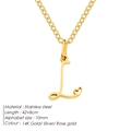 Collar de acero inoxidable chapado en oro 14K con colgante letra L y detalle de corazón - L