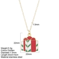 Golden stainless steel necklace featuring a festive red and green gift box pendant - Gift (G21)