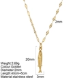 Collar con colgante de pez dorado de doble cara en acero inoxidable de 40 cm - Estilo Pez Exquisito (25365G7)