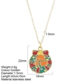 Collar de corona de Navidad dorada de acero inoxidable con colgante de jengibre - Regalo de Navidad (G22)
