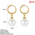 Orecchini pendenti con perle in acciaio inossidabile dorato, perla 12mm e cerchio 10mm - Oro (Orecchini di perle - G6)
