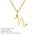 Collar de acero inoxidable chapado en oro de 14K con letra N y detalle de corazón hueco - Letra N
