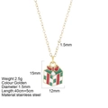 Collar de acero inoxidable dorado con colgante de caja de regalo de Navidad roja y verde - Regalo (G23)