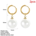 Orecchini a cerchio in acciaio inossidabile dorato con ciondoli di perle da 14mm, 18mm - Oro (Orecchini di perle - G7)