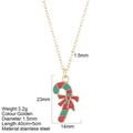 Collar de acero dorado con colgante de bastón de caramelo a rayas rojas y verdes y lazo - Caramelo (G24)