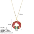 Collar de acero inoxidable dorado con un festivo colgante de corona navideña esmaltada - Guirnalda de Navidad (G25)
