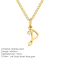 Collar de acero inoxidable chapado en oro de 14K con letra P y corazón - Letra P
