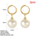 Orecchini a cerchio in acciaio placcati oro 18K con eleganti ciondoli di perle - Oro (Orecchini di perle - G9)