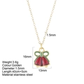 Collar navideño de acero dorado con colgante de campana esmaltado rojo y verde - Campana (G26)