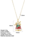 Collar dorado de acero inoxidable con un colgante de campana en esmalte rojo y verde - Campana (G27)