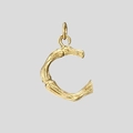 Gold plated stainless steel letter C pendant with bamboo texture finish for women - Gold-C