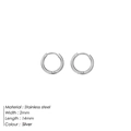 Minimalist 2mm wide stainless steel hoop earrings in silver finish 14mm diameter - 14mm / Steel