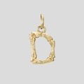 Golden 18K plated letter D pendant with unique bamboo texture on minimalist gray background - Gold-D