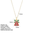 Collar de acero inoxidable dorado con colgante de campana roja y lazo verde festivo - Campana (G28)