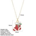 Collar de acero inoxidable dorado con colgante de calcetín de Navidad en esmalte y cristal - Calcetín (G30)