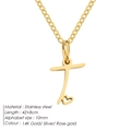 Collar con colgante de letra T en acero inoxidable chapado en oro 14K y corazón - Letra T