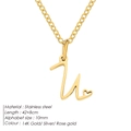 Collar minimalista de acero inoxidable chapado en oro 14K con colgante letra U y corazón - Letra U