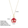 Collar de acero inoxidable dorado con colgante de casa roja esmaltada para Navidad - Casa (G33)