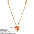 Collar de corazón tejido a mano con colgante de esmalte rojo y acero dorado pulido - Corazón Rojo - G3