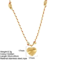 Collar de cuerda tejida de colores con colgante de corazón dorado de acero y cadena - Corazón - G4