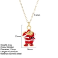 Collar de acero dorado con colgante de Papá Noel en esmalte rojo y blanco liso - Papá Noel (G3)
