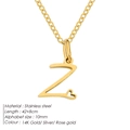 Collar minimalista de acero inoxidable bañado en oro de 14K con letra Z y corazón - Letra Z
