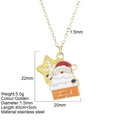 Collar navideño de acero inoxidable dorado con colgante de Papá Noel en la chimenea - Papá Noel (G4)