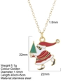 Collar de acero inoxidable dorado con colgante de Papá Noel y árbol de Navidad - Papá Noel (G5)