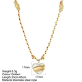 Gold heart pendant necklace with colorful braided rope strap and adjustable length - Steel Heart - S4