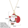 Collar de acero dorado con colgante de Papá Noel de esmalte rojo y medidas exactas - Papá Noel (G6)