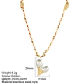 Handmade woven heart pendant necklace in silver and gold stainless steel finish - Steel Double Heart - S5