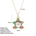 Collar de estrella en acero dorado con colgante de Papá Noel y acabado en esmalte verde - Papá Noel (G12)