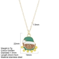 Collar de acero inoxidable dorado con colgante de gnomo navideño y esmalte verde - Muñeco de Nieve (G11)