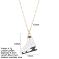 Collar de acero inoxidable dorado con colgante de patín en esmalte blanco - Patín de Hielo (G29)