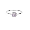 Minimalistischer Edelstahlring mit silbernem Band und rundem violettem Zirkonia-Cluster - US5 (49mm) / Februar Violett - Silber