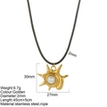 Colgante de flor dorada y perla con cordón negro, collar de acero inoxidable 30x27mm - Estilo Caracola