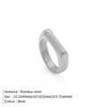 Minimalist silver stainless steel flat ring in punk style with rectangular facet design - US Size 5 (Circumference 49mm) / Geometric Flat Top Style (YJ25104) / Steel
