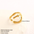 Detailansicht goldener Edelstahl-Wellenring US7 54mm mit 15mm offener, verstellbarer Schiene - Umfang 54MM-US7 / Gold (TR18921)