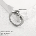 Polished silver stainless steel open ring with minimalist organic waterdrop design - Circumference 54MM-US7 / Silver (TR18918)