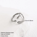 Minimalistischer, unregelmäßiger offener Edelstahlring in Silber auf Steinständer - Umfang 54MM-US7 / Silber (TR18921)