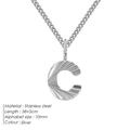 Cadena cubana de acero inoxidable plateada con colgante de letra C estilo hip hop - Letra C / Plateado