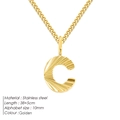 Collar de cadena cubana dorada de acero con colgante de letra C y textura radial - Letra C / Dorado