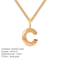 Collar de cadena cubana de 2mm con colgante letra C en oro rosa de acero inoxidable - Letra C / Rosa oro