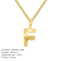 Collar de acero inoxidable dorado con un colgante de letra F texturizada y cadena fina - Letra F / Dorado